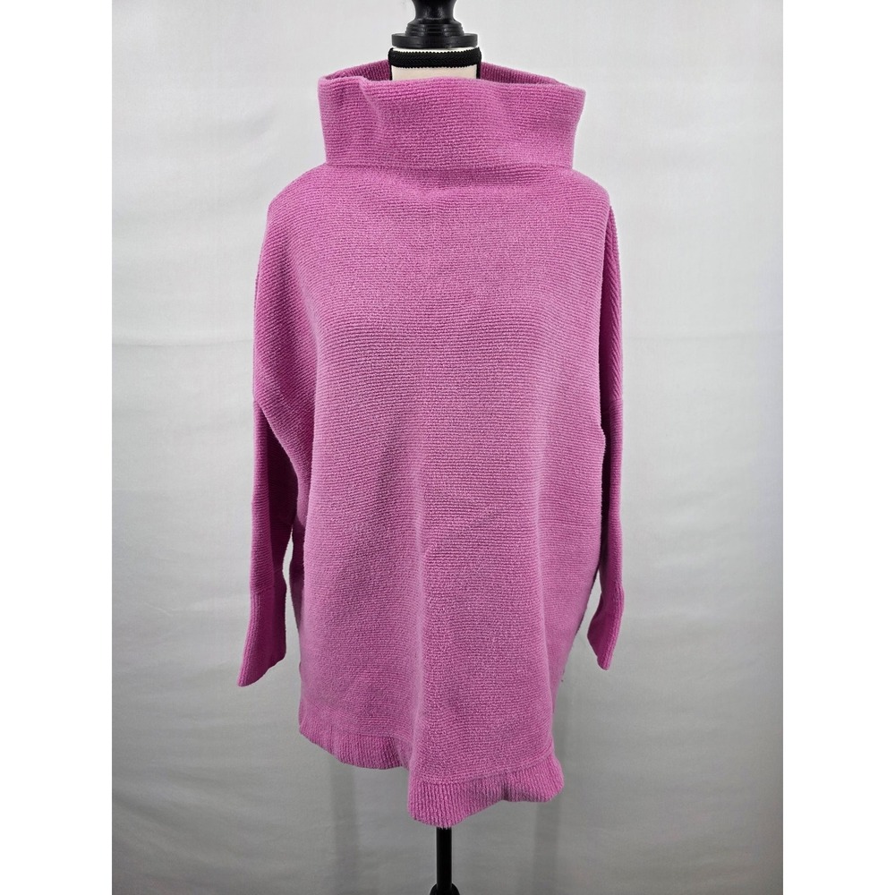 Free People Ottoman Slouchy Tunic Sweater Pink Ribbed Mock Neck Large